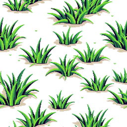 A seamless pattern design featuring pixelated grass, showcasing various shades of green with textured details and highlights