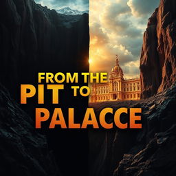 A bold and powerful image showcasing the phrase 'FROM THE PIT TO THE PALACE' in striking letters that dominate the composition