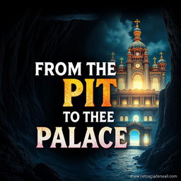 A visually stunning and motivational image that captures the essence of transformation, featuring the powerful phrase 'FROM THE PIT TO THE PALACE' prominently displayed in bold, artistic typography