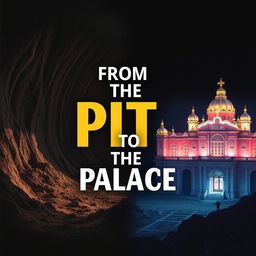 A visually stunning and motivational image that captures the essence of transformation, featuring the powerful phrase 'FROM THE PIT TO THE PALACE' prominently displayed in bold, artistic typography