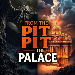 A visually stunning and motivational image that captures the essence of transformation, featuring the powerful phrase 'FROM THE PIT TO THE PALACE' prominently displayed in bold, artistic typography