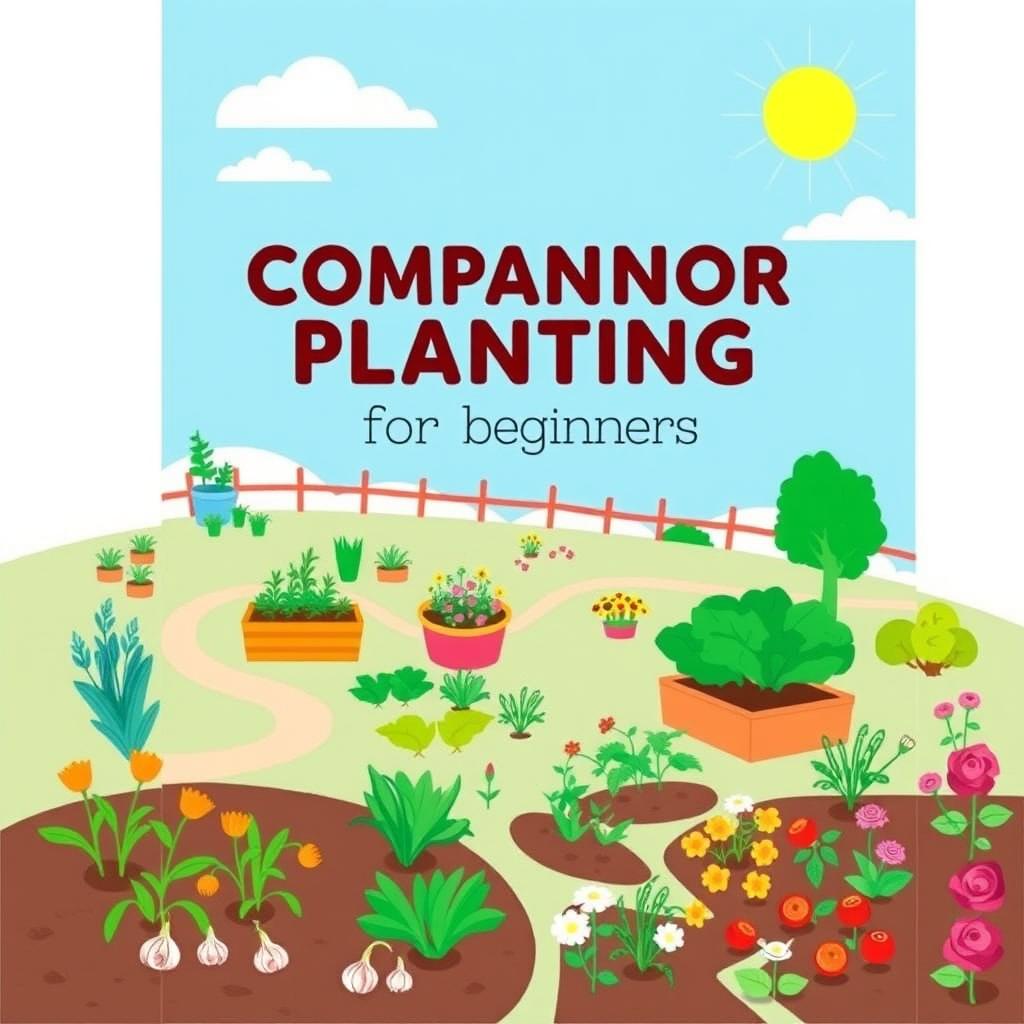 An engaging book cover design that beautifully captures the essence of companion planting for beginners