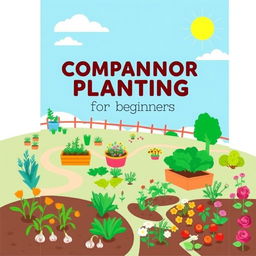 An engaging book cover design that beautifully captures the essence of companion planting for beginners