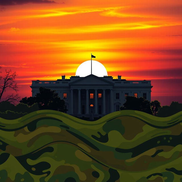 A striking e-book cover design featuring elements inspired by the United States Army and the White House