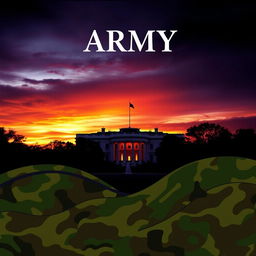 A striking e-book cover design featuring elements inspired by the United States Army and the White House