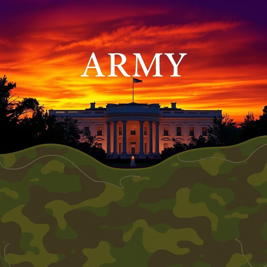 A striking e-book cover design featuring elements inspired by the United States Army and the White House