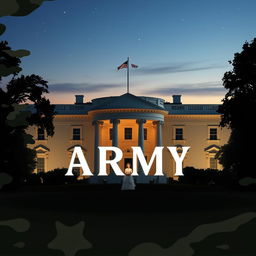 A polished and professional e-book cover design that reflects the themes of the United States Army and the White House