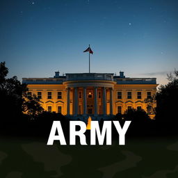 A polished and professional e-book cover design that reflects the themes of the United States Army and the White House
