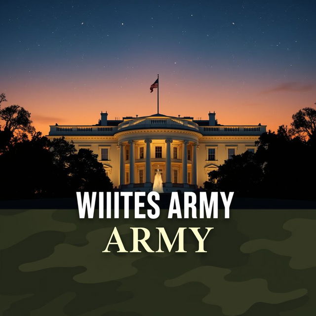 A polished and professional e-book cover design that reflects the themes of the United States Army and the White House