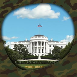 A sophisticated e-book cover design that incorporates themes of the United States Army and the White House