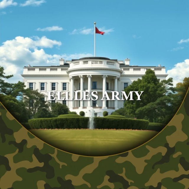 A sophisticated e-book cover design that incorporates themes of the United States Army and the White House