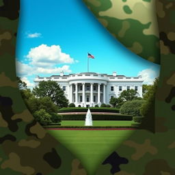 A sophisticated e-book cover design that incorporates themes of the United States Army and the White House