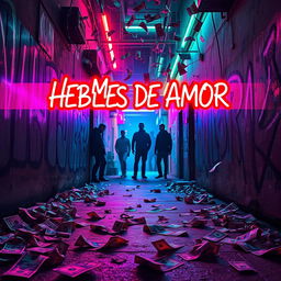 A vibrant and dynamic trap music thumbnail titled 'No Me Hables De Amor'