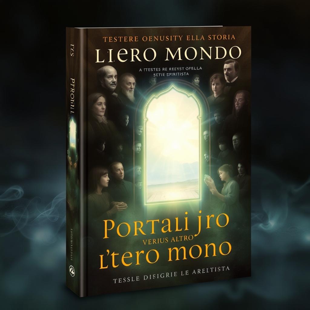 A captivating book cover for a historical essay about spiritualism titled 'Portali verso l'altro mondo