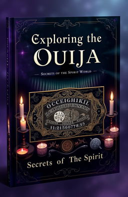A mystical and captivating cover design for a book about the Ouija board, featuring an intricately designed Ouija board at the center