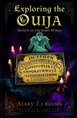 A mystical and captivating cover design for a book about the Ouija board, featuring an intricately designed Ouija board at the center