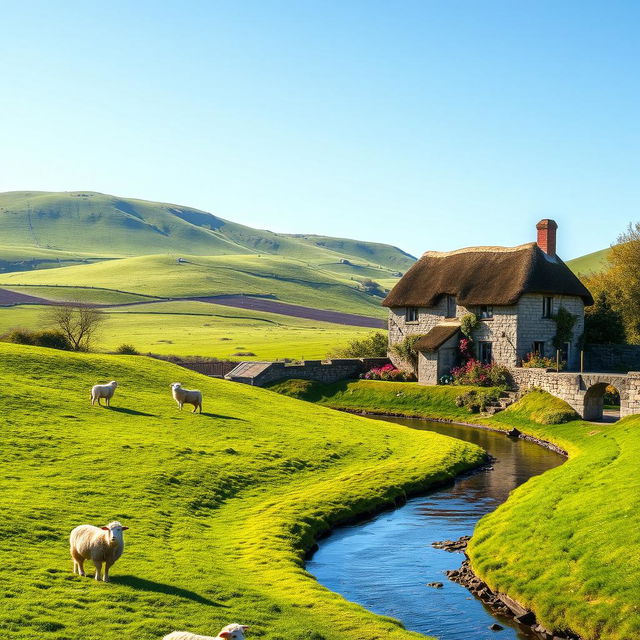 A scenic representation of the United Kingdom, showcasing its iconic landscapes and architecture