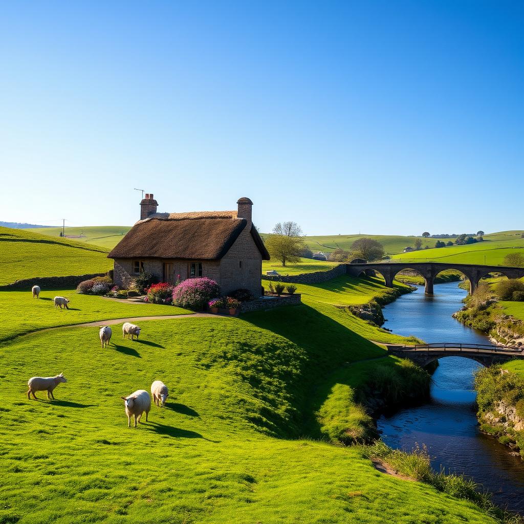 A scenic representation of the United Kingdom, showcasing its iconic landscapes and architecture