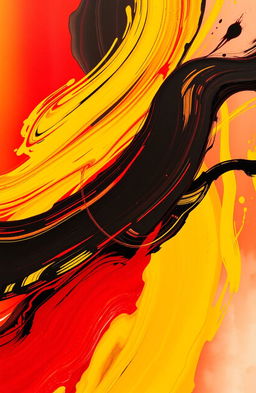 An abstract representation featuring vibrant swirls of yellow, black, and red colors blending harmoniously