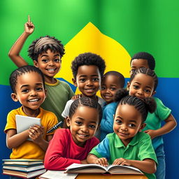 A vibrant and uplifting scene depicting young boys and girls brimming with ambition and determination as they engage in various activities like studying, brainstorming, and supporting each other