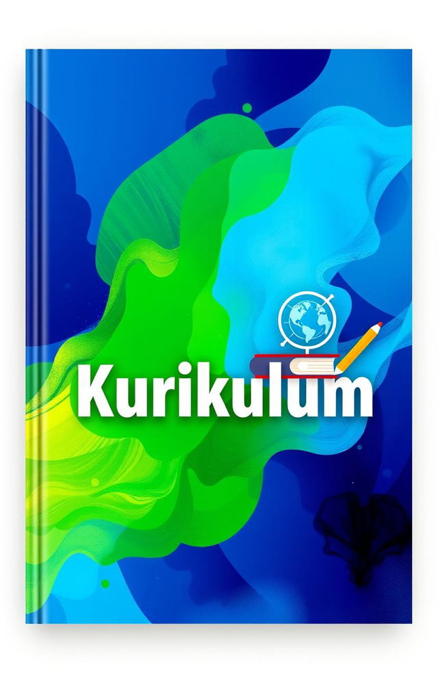 A beautifully designed book cover for a curriculum book, featuring an abstract background combining vibrant colors like blue, green, and yellow, symbolizing education and growth