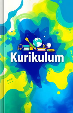 A beautifully designed book cover for a curriculum book, featuring an abstract background combining vibrant colors like blue, green, and yellow, symbolizing education and growth