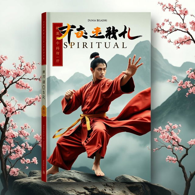 A book cover design featuring a male martial artist in a traditional Chinese style