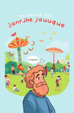 A vibrant illustration representing the theme of the search for happiness in Parque Jaime Duque, featuring colorful amusement rides, joyful people of all ages enjoying various activities, and lush green surroundings