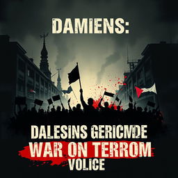 A powerful and evocative artistic representation of themes surrounding 'Damiens, Palestine genocide, war on terror, and police violence'