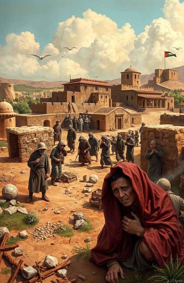 A historical depiction of colonization in Gaza, illustrating the themes of settlement, sovereign power, and suffering