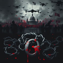 A powerful symbolic representation of necropolitics, illustrating the complex interplay of state power and modern slavery in the context of a war on terrorism