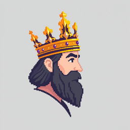 A simple pixel art representation of a king in profile view, featuring a close-up of his ornate crown