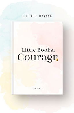 A cohesive book cover design for the 'Little Books of Courage' series, featuring an abstract watercolor background in soft pastel colors (light blue, gentle pink, and soft yellow)