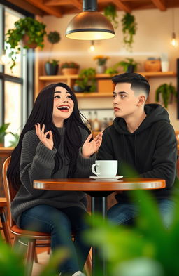 A deaf girl and an anti-social guy sitting together at a cozy coffee shop