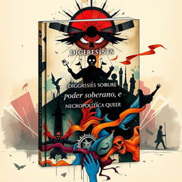 An illustrative book cover featuring an abstract design that represents the themes of sovereign power, necropolitics, and queer necropolitics