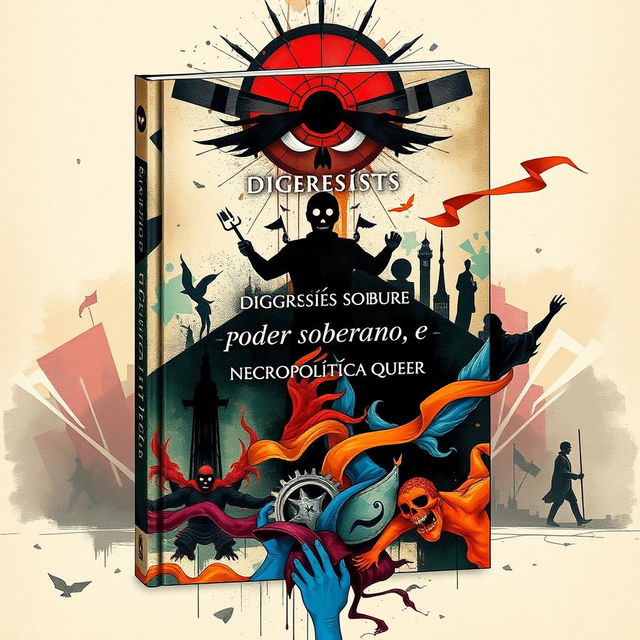 An illustrative book cover featuring an abstract design that represents the themes of sovereign power, necropolitics, and queer necropolitics