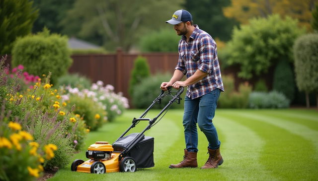 A man wearing a checkered shirt, denim jeans, sturdy boots, and a cap featuring 'PROG'