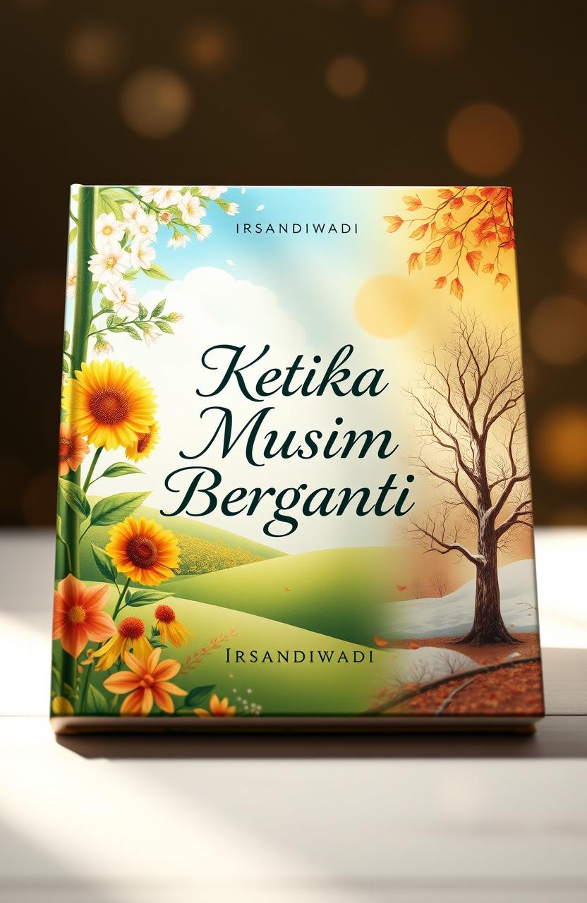 A vibrant and evocative book cover design for the novel "Ketika Musim Berganti" by Irsandiwadi