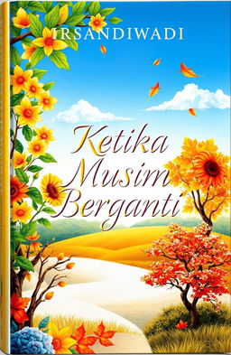 A vibrant and evocative book cover design for the novel "Ketika Musim Berganti" by Irsandiwadi