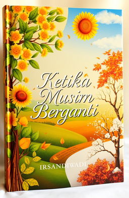 A vibrant and evocative book cover design for the novel "Ketika Musim Berganti" by Irsandiwadi