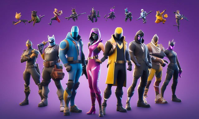 32k HD minimal Fortnite wallpaper featuring the game's rarest skins in a symmetrical layout.