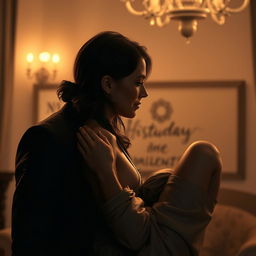 A realistic and intimate scene depicting an encounter between a man and a woman in a moment of closeness and complicity