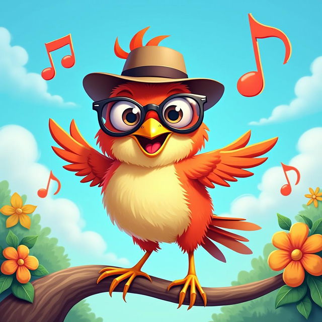 An amusing and lively illustration of a funny bird with exaggerated features, such as oversized eyes and a quirky expression