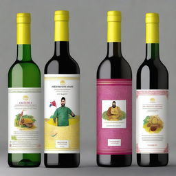 Design a lively and unique wine bottle packaging with an Australian cricket theme, incorporating South Asian cultural elements