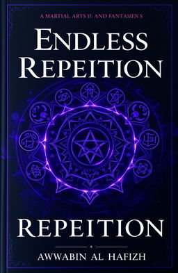 A dramatic book cover for the novel titled 'Endless Repetition,' featuring a dark martial arts and fantasy theme