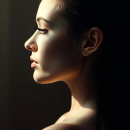 A hauntingly beautiful profile of a woman's face, conveying an otherworldly essence