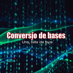 A vibrant landscape themed image with a title in bold and eye-catching font at the center stating "Conversão de bases"