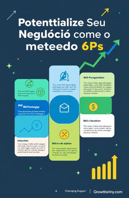 A visually engaging infographic illustrating the concept of "Potencialize Seu Negócio com o método 6Ps"