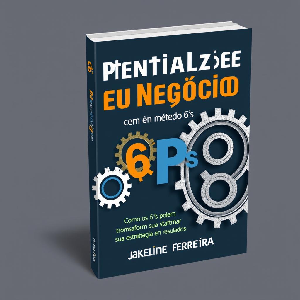 E-book cover design featuring the title "Potencialize Seu Negócio com o método 6Ps" by Jackeline Ferreira, with a subtitle "Como os 6Ps podem transformar sua estratégia em resultados"