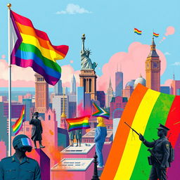 A conceptual art piece representing the themes of homonationalism, pinkwashing, and imperialism